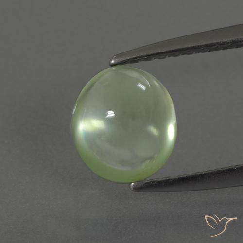 1.50ct Natural Verde lima pálido Prehnite, Ovalada, Transparente