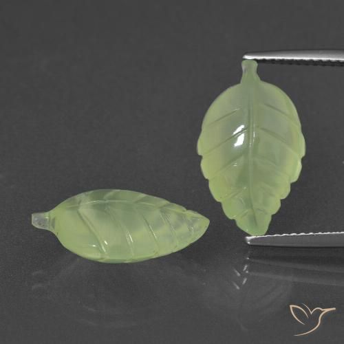 12.86ctw Natural Verde pera pálido Prehnite, Elegante, Translúcido
