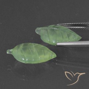 Gemas de Prehnite Verde medio natural de 14.47 ct, Elegante, Translúcido