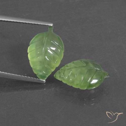 11.03ctw Natural Verde medio Prehnite, Elegante, Translúcido