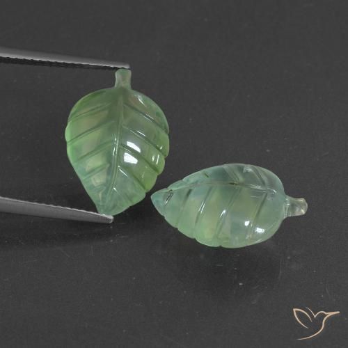 12.83ctw Natural Verde amarillento Prehnite, Elegante, Translúcido
