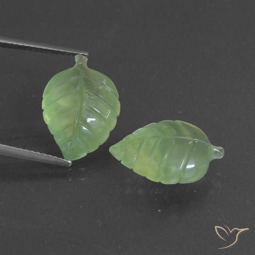 12.85ctw Natural Verde medio Prehnite, Elegante, Translúcido