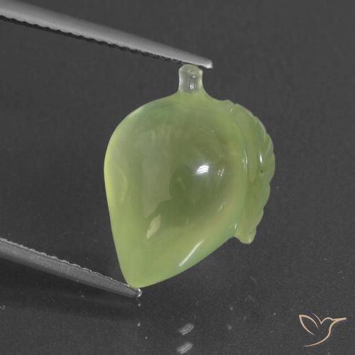 11.75ct Natural Verde amarillento Prehnite, Elegante, Translúcido
