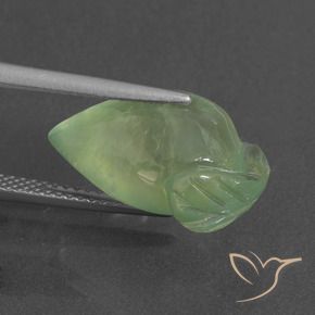 Prehnite Verde medio natural de 10.20 ct, Elegante, Translúcido
