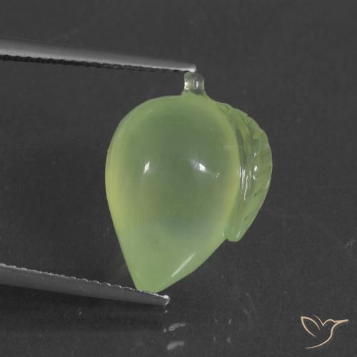 12.94ct Natural Verde amarillento Prehnite, Elegante, Translúcido