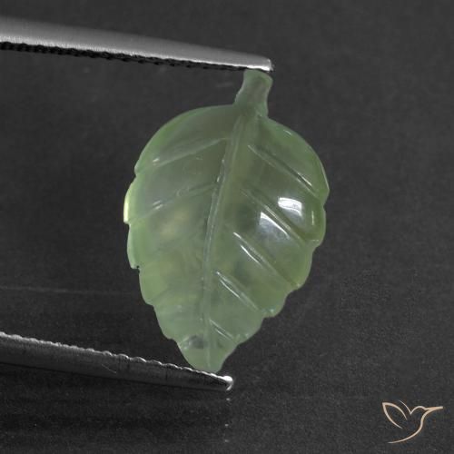 5.15ct Natural Verde pera pálido Prehnite, Elegante, Translúcido