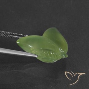 Prehnite Verde medio natural de 11.48 ct, Elegante, Translúcido