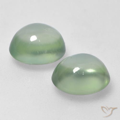Gemas de Prehnite Verde pera claro natural de 3.37 ct, Ovalada, Transparente