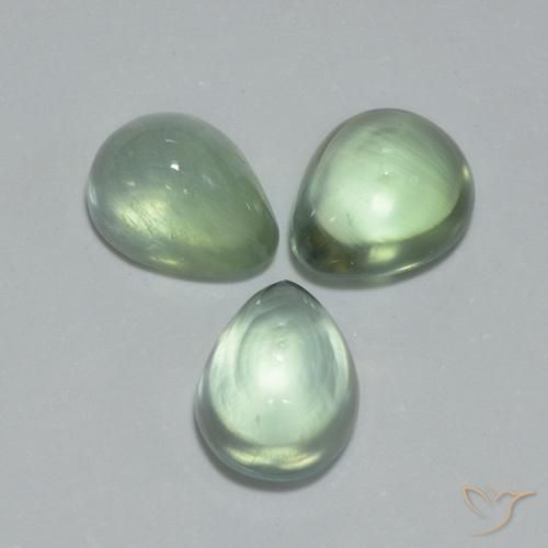 Gemas de Prehnite Verde muy claro natural de 3.64 ct, En forma de pera, Transparente