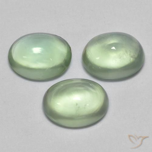 Gemas de Prehnite Verde pera claro natural de 2.60 ct, Ovalada, Transparente