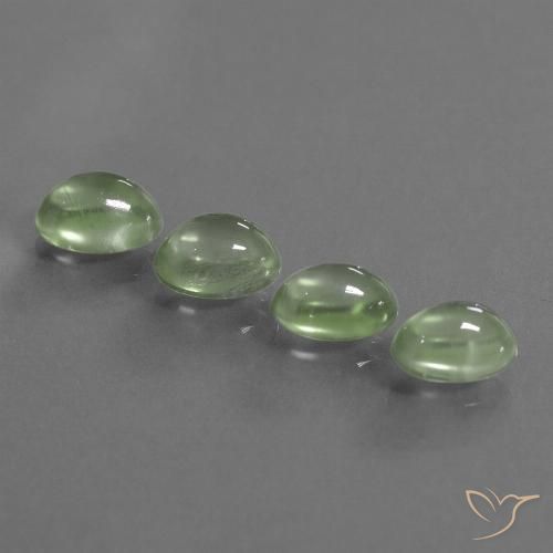 6.48ctw Natural Verde amarillo claro Prehnite, Ovalada, Transparente