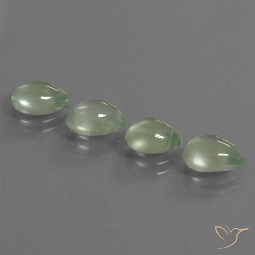 Gemas de prehnita verde natural de 5,59 ct, en forma de pera, transparente