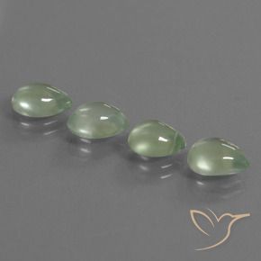 Gemas de prehnita verde natural de 5,59 ct, en forma de pera, transparente