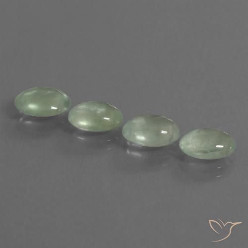 6.00ctw Natural Verde pera pálido Prehnite, Ovalada, Transparente