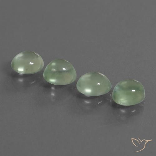 5.96ctw Natural Verde amarillo claro Prehnite, Ovalada, Transparente