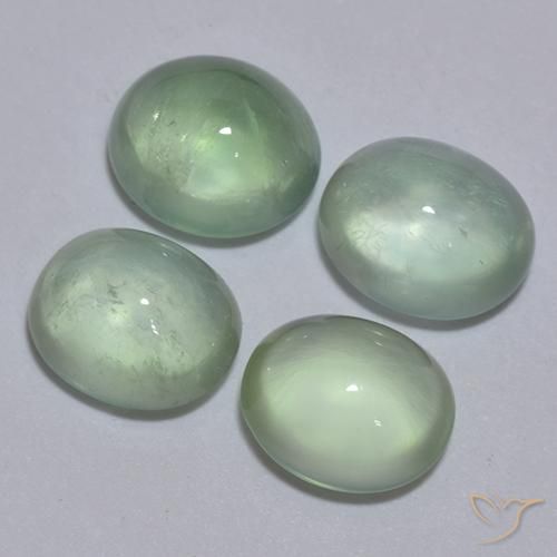Gemas de Prehnite Verde claro natural de 5.50 ct, Ovalada, Transparente