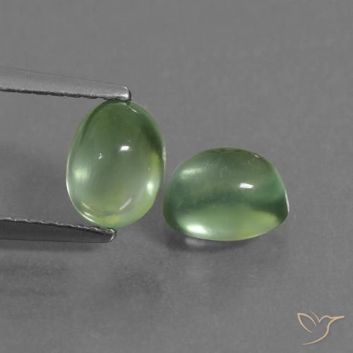 2.43ctw Natural Verde amarillento Prehnite, Ovalada, Transparente