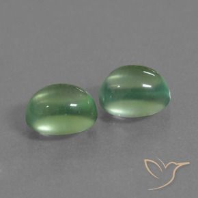 Gemas de Prehnite Verde terroso natural de 2.47 ct, Ovalada, Transparente