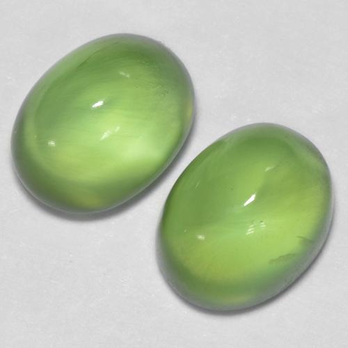Gemas de prehnita verde natural de 2,69 ct, corte óvalo, transparente