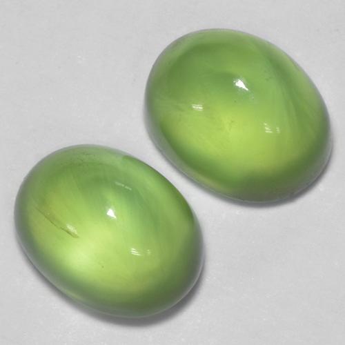 Gemas de prehnita verde natural de 2,69 ct, corte óvalo, transparente