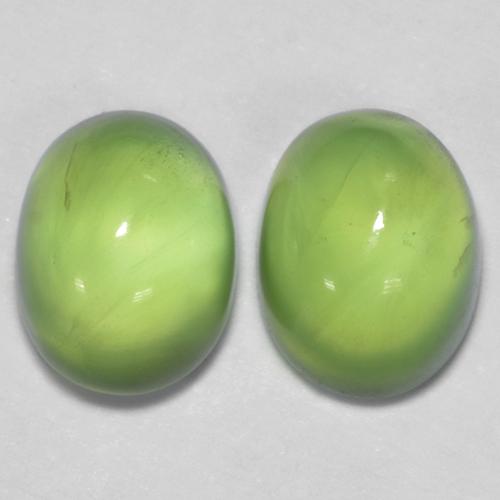 Gemas de prehnita verde natural de 2,69 ct, corte óvalo, transparente