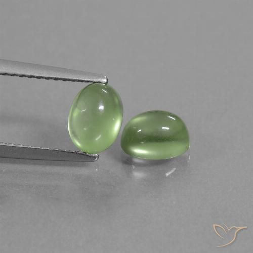 2.37ctw Natural Verde amarillo Prehnite, Ovalada, Transparente