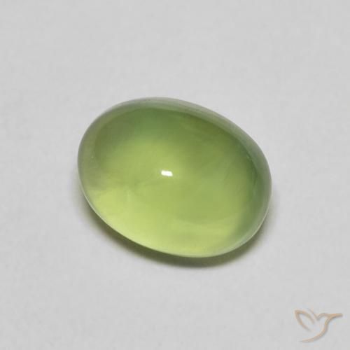 Prehnita verde natural de 1,40 ct, corte óvalo, transparente