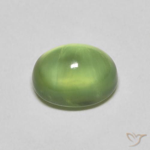 Prehnita verde natural de 1,40 ct, corte óvalo, transparente