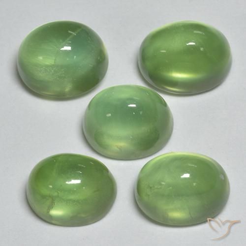 Gemas de Prehnite Verde lima natural de 7.52 ct, Ovalada, Transparente