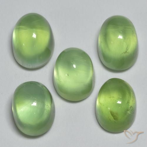 Gemas de Prehnite Verde lima natural de 7.52 ct, Ovalada, Transparente
