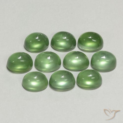 Gemas de Prehnite Verde medio natural de 11.34 ct, Ovalada, Transparente