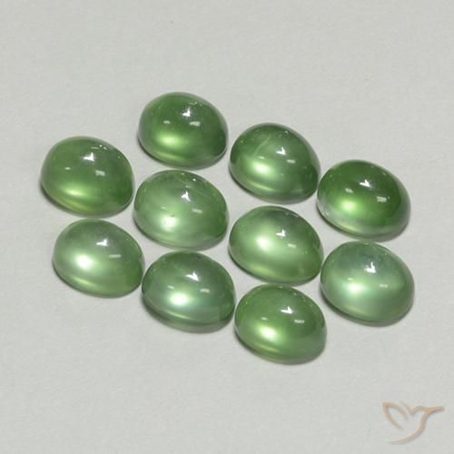Gemas de Prehnite Verde medio natural de 11.34 ct, Ovalada, Transparente