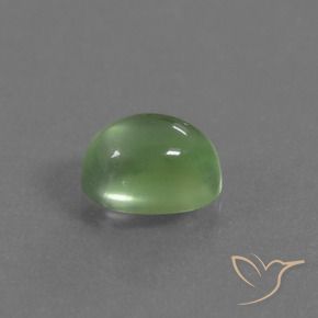 Prehnite Verde claro medio natural de 1.29 ct, Ovalada, Transparente