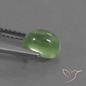 Prehnite Verde claro medio natural de 1.29 ct, Ovalada, Transparente