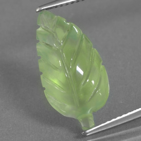 Prehnita verde natural de 6,66 ct, forma elegante, transparente
