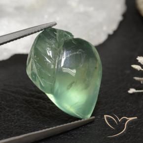 Prehnite Verde terroso natural de 19.72 ct, Elegante, Transparente