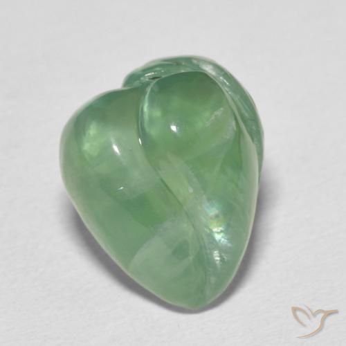 Prehnite Verde terroso pálido natural de 15.49 ct, Elegante, Translúcido