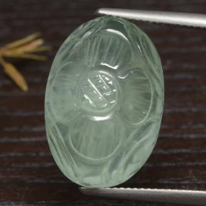 Prehnita verde natural de 21,08 ct, corte óvalo, translúcido
