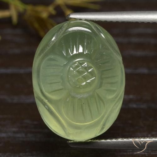19.84ct Natural Verde amarillo Prehnite, Ovalada, Translúcido
