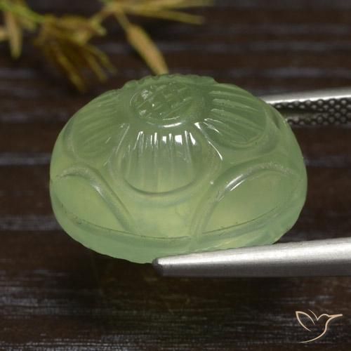 Prehnite Verde amarillo natural de 19.84 ct, Ovalada, Translúcido