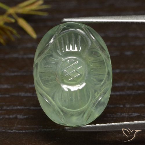 15.27ct Natural Verde cálido Prehnite, Ovalada, Translúcido
