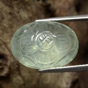 Prehnita verde muy claro natural de 11,67 ct, corte flor, translúcido