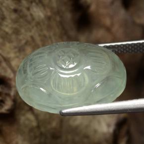 Prehnita verde muy claro natural de 11,67 ct, corte flor, translúcido