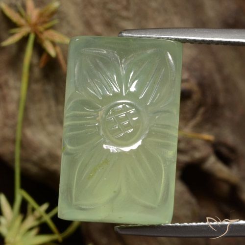 21.18ct Natural Verde claro Prehnite, Corte Flor, Translúcido