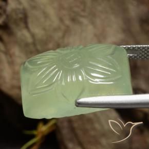 Prehnite Verde claro natural de 21.18 ct, Corte Flor, Translúcido