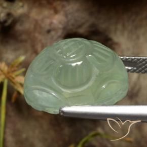 Prehnite Verde claro natural de 12.99 ct, Corte Flor, Translúcido