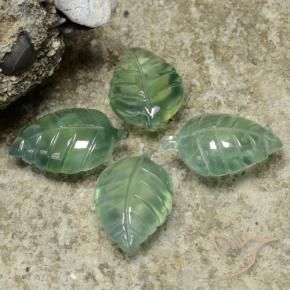 Gemas de Prehnite Verde frío natural de 22.38 ct, Corte Flor, Transparente