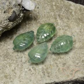 Gemas de Prehnite Verde frío natural de 22.38 ct, Corte Flor, Transparente