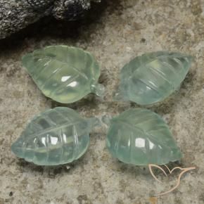 Gemas de Prehnite Verde mar claro natural de 14.67 ct, Corte Flor, Transparente