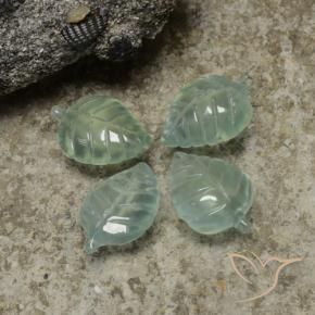 Gemas de Prehnite Verde mar claro natural de 14.67 ct, Corte Flor, Transparente
